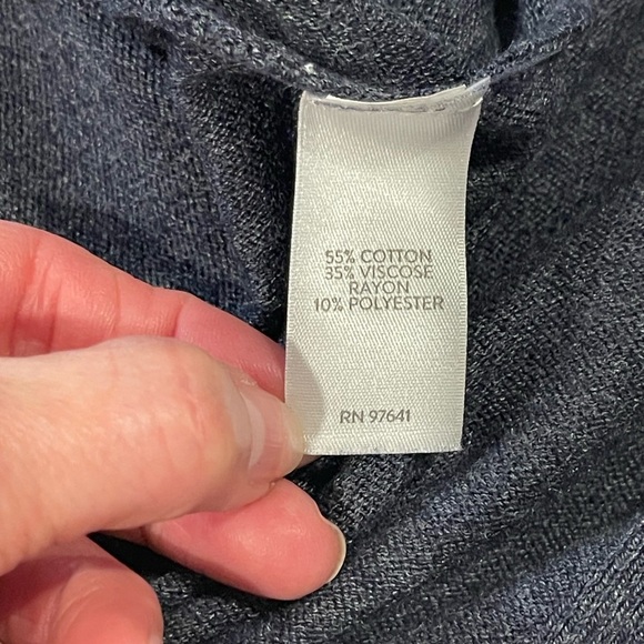 Pure Jill Oversized V-Neck Sweater, Blue, Drop Shoulder, 3/4 Length Sleeves, L - Picture 6 of 11